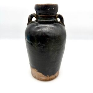 13th C Chinese Henan Black Iron Glaze Jar 8.3" Antique Song Yuan Dynasty Pottery